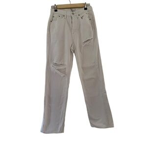 PISTOLA Jeans Womens White Distressed Ripped High Rise Boyfriend Fit size 26